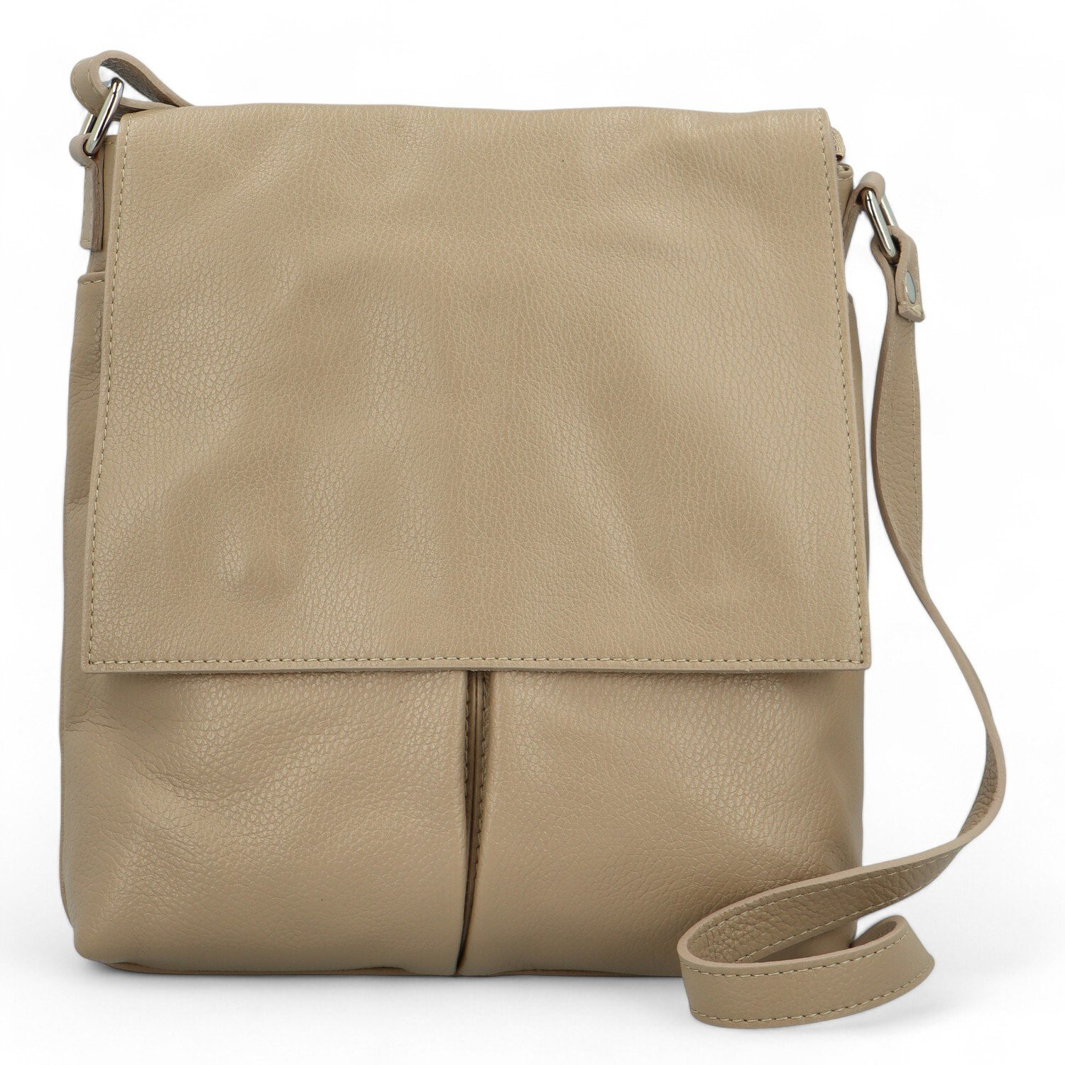 Dámská kožená crossbody kabelka taupe - Delami Ellie taupe