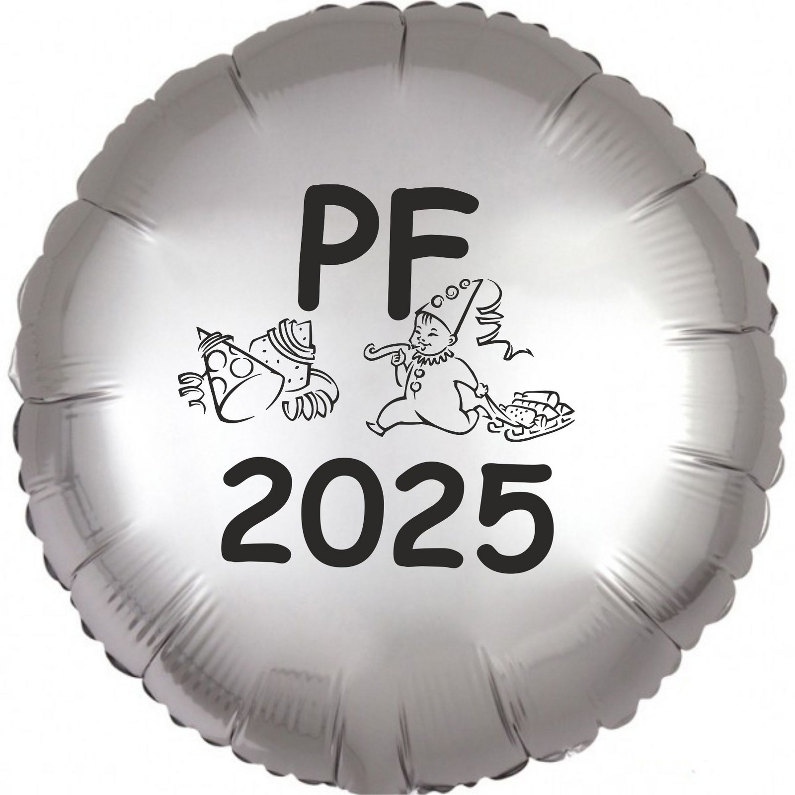 Silvestrovský balónek fóliový PF 2025 stříbrný kruh Balonky.cz