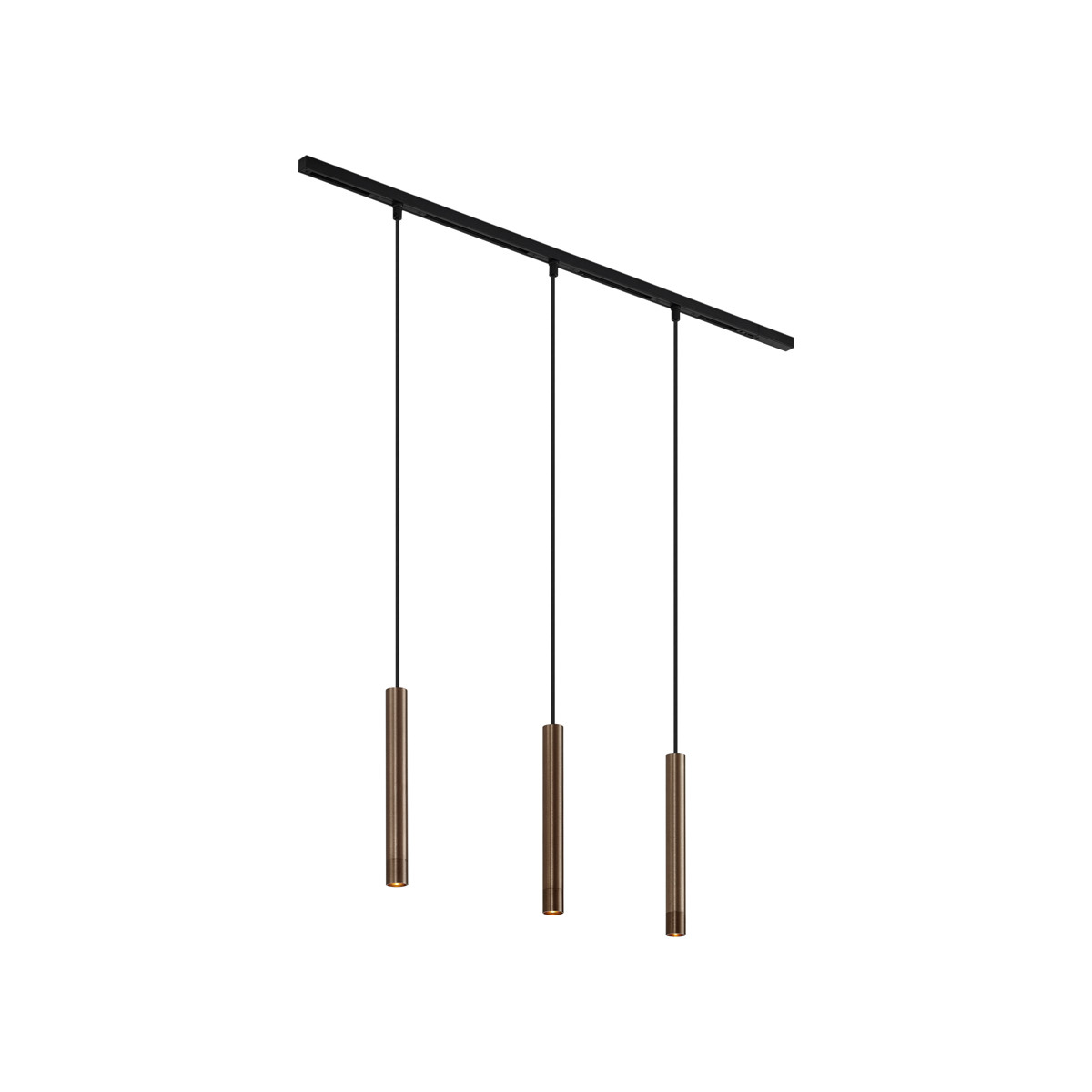 Modern railsysteem met 3 hanglampen brons 1-fase - Slimline Keno