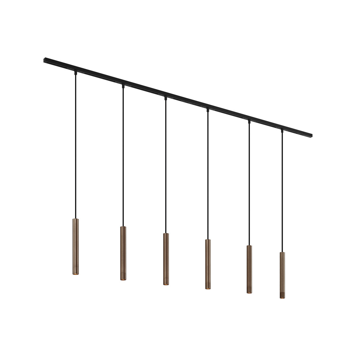 Modern railsysteem met 6 hanglampen brons 1-fase - Slimline Keno