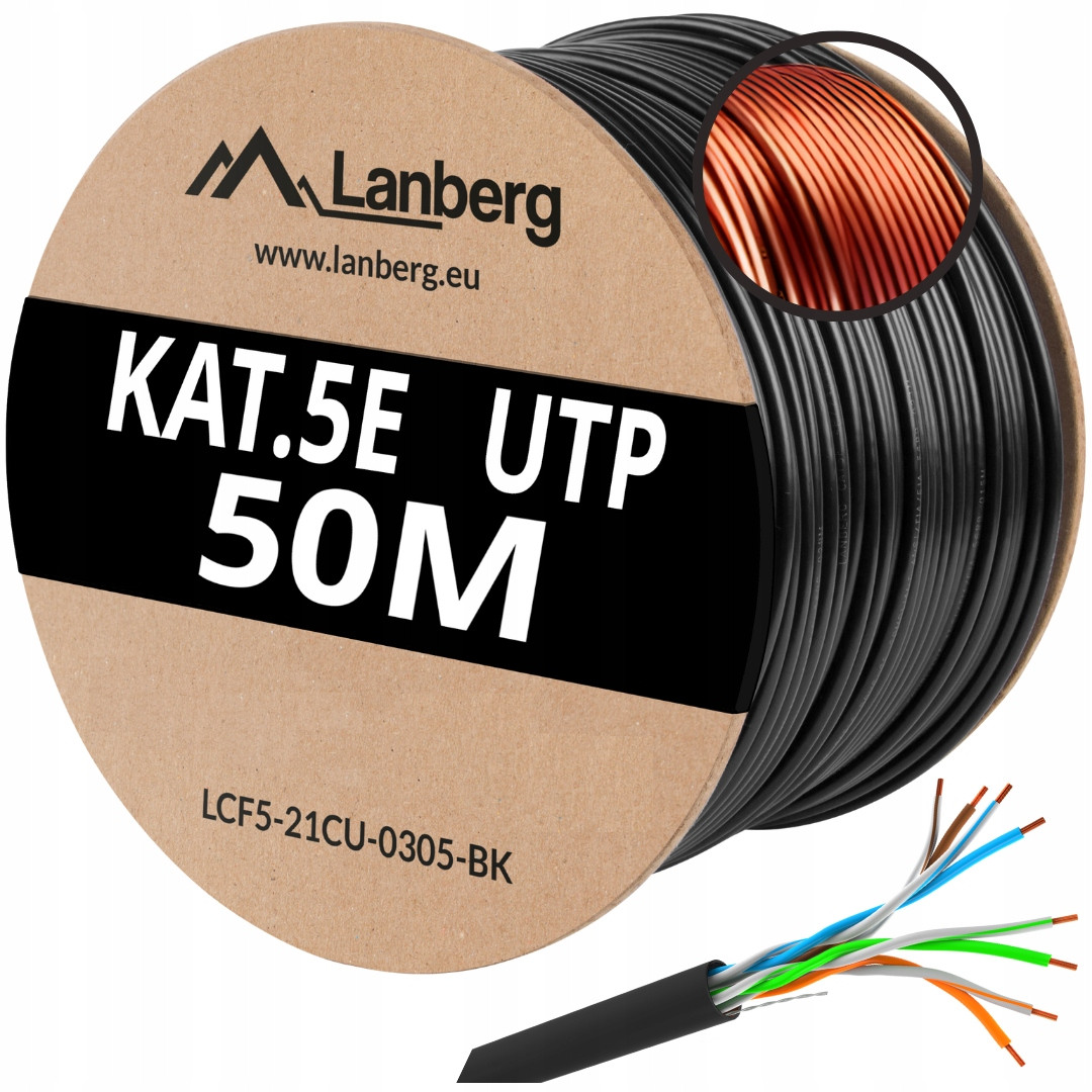 Kabel Síťový Lan Kroucený Externí U/utp KAT.5E Cat 50M Lanberg