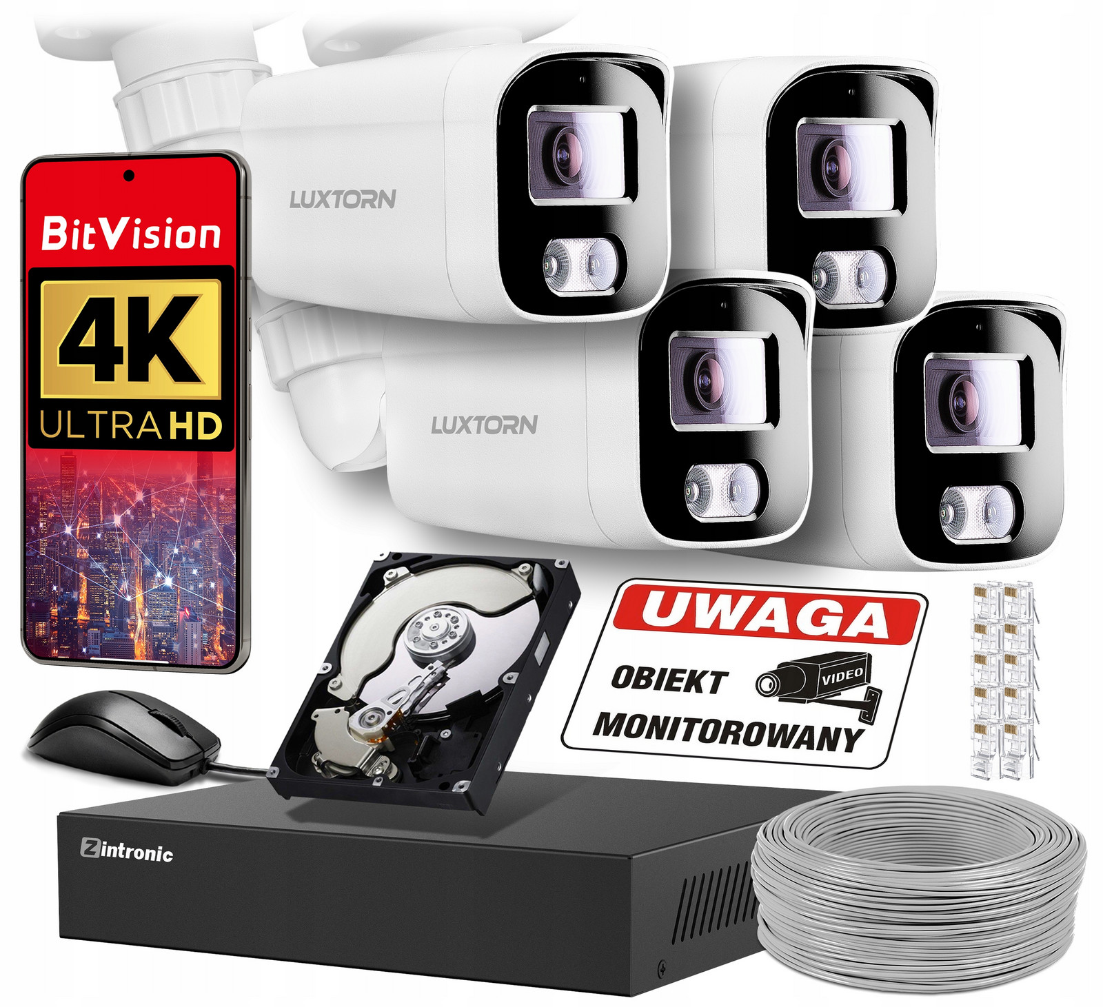 Domácí Monitorovací Sada 8Mpx Ip Poe 4 Venkovní Kamery Audio Detekce