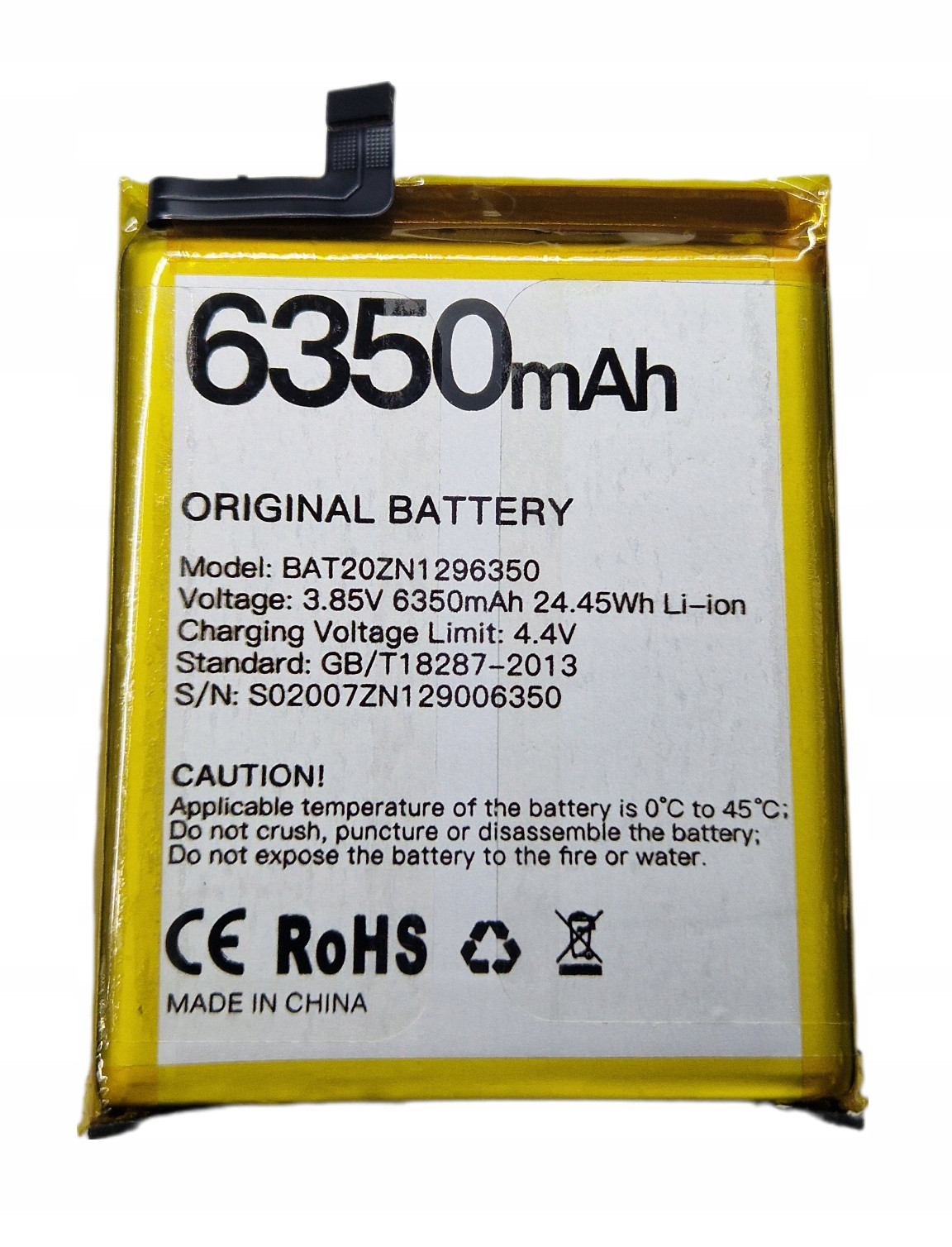 Nová Originální 6350 mAh baterie Doogee S96 Pro Gt BAT20ZN1296350