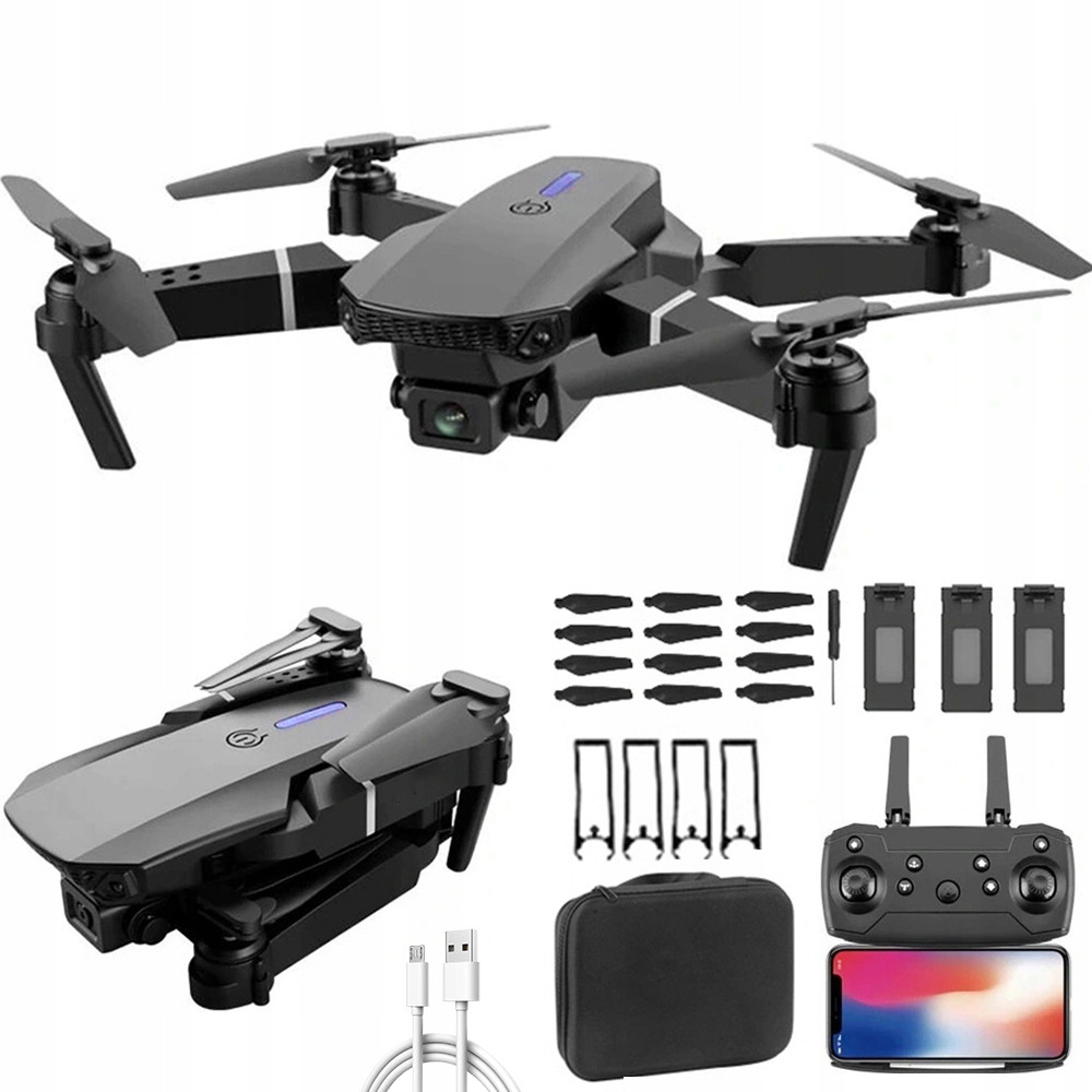 Chytrý Dron Se Dvěma 4K Hd Wifi Kamerami Hračka Závěs 100m 3 Baterie