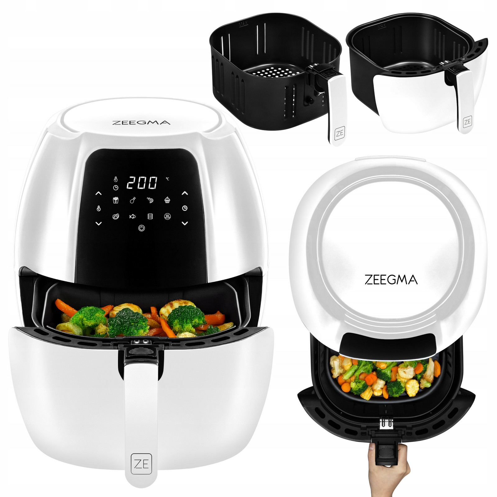 Bílá Fritéza Bez Tuku 7,7 L Fritéza Silná 1800W Velká Air Fryer