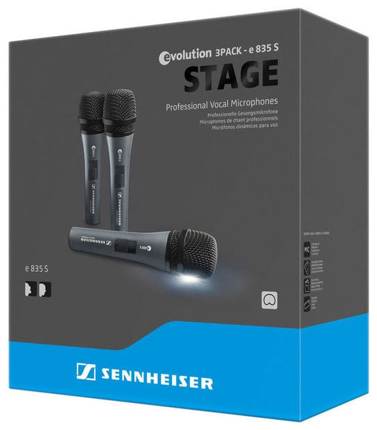 Sennheiser E 835-S 3 Pack Dynamické Mikrofony Sada