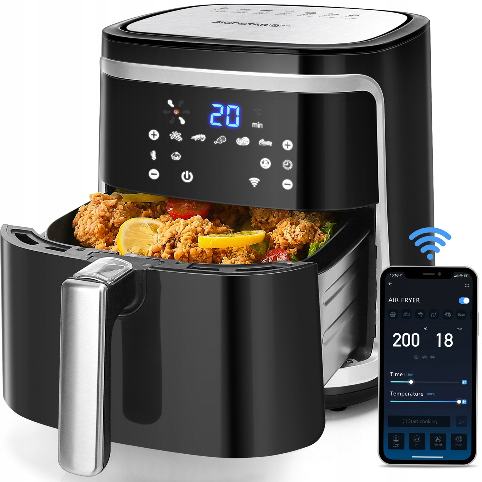 Fritéza air fritéza Aigostar Smart Wifi 1900 W