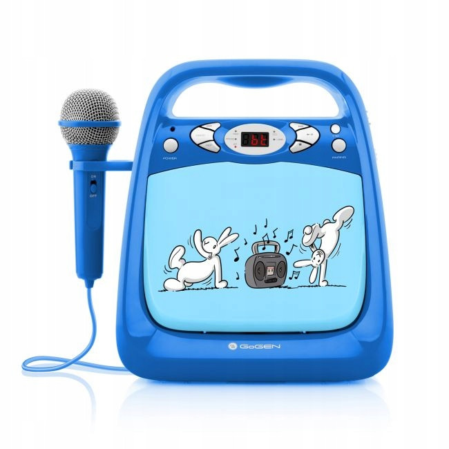 Boombox Karaoke Bluetooth Reproduktor Usb MP3 Mikrofon CD Přehrávač Modrý