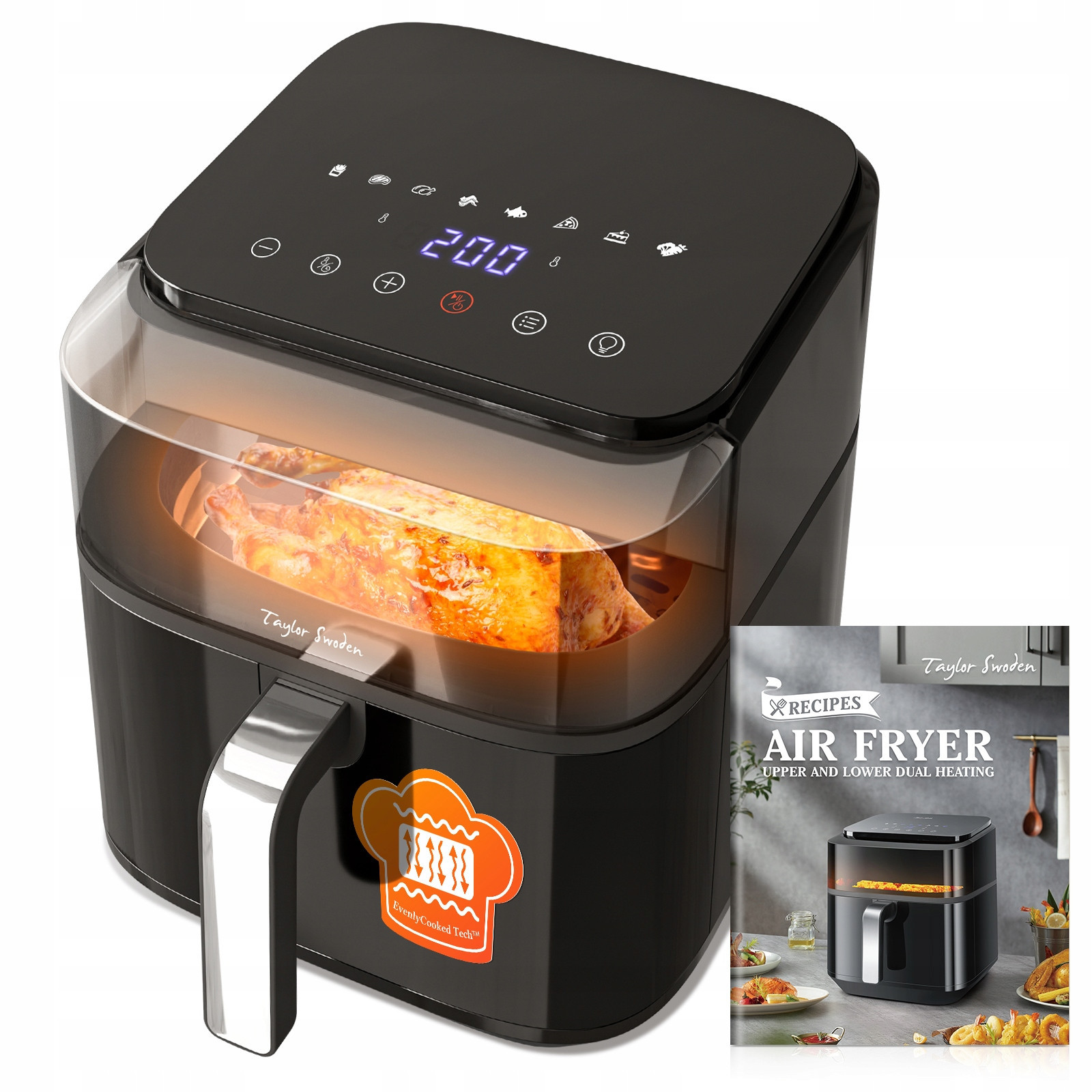 Fritéza bez tuku airfryer 1800W 6,5 l programů okno Taylor Swoden