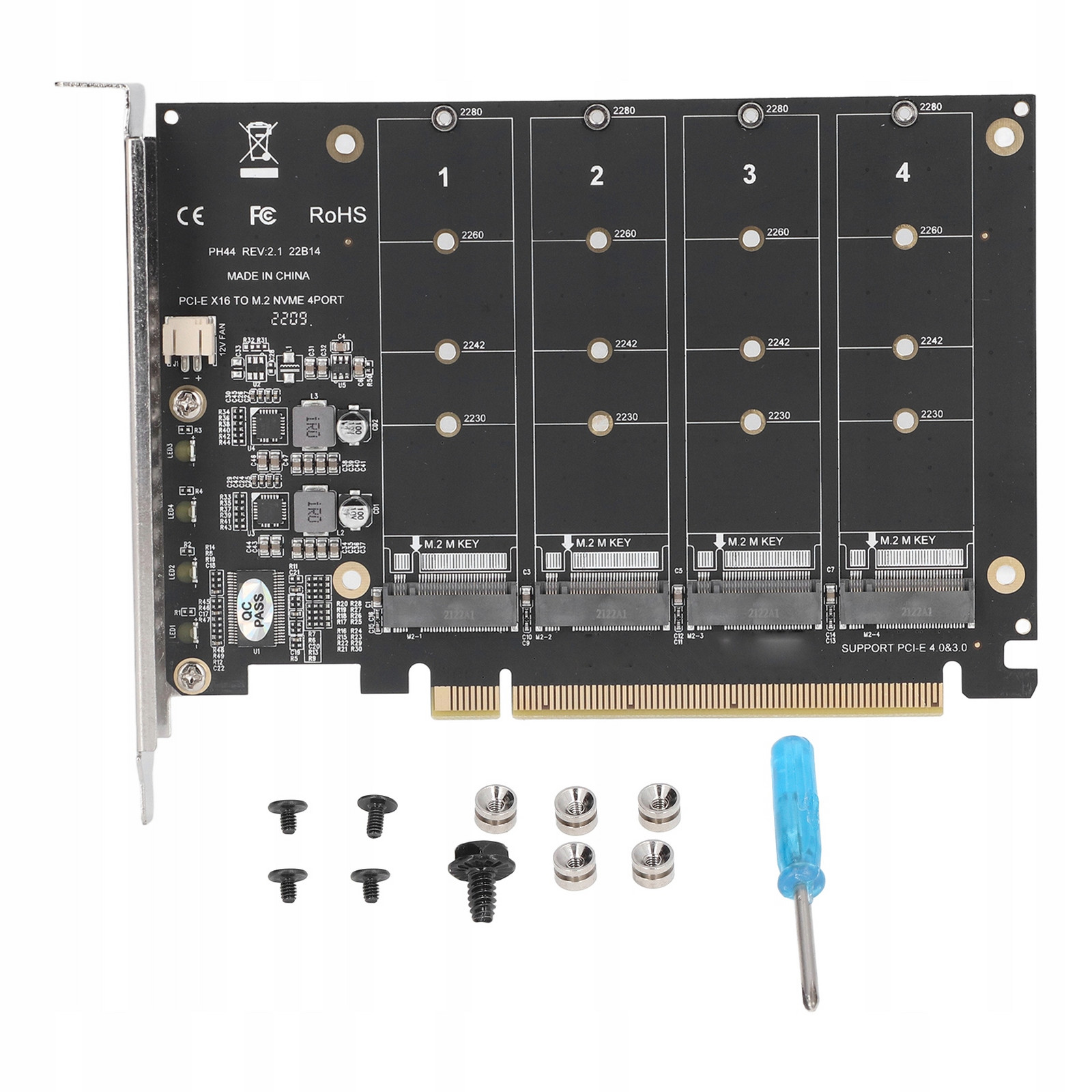 Karta Rozszerzeniowa Adaptér M.2 Nvme Ssd Do Pcie X16 4 Port 4X32GBPS