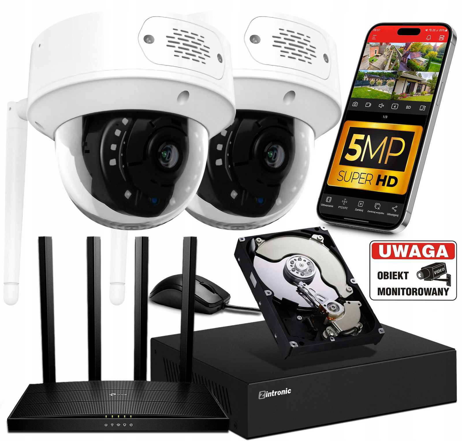 Monitorovací sada 2 vnitřní Ip kamery WiFi 5MPx 3xZOOM, Audio+aplikace