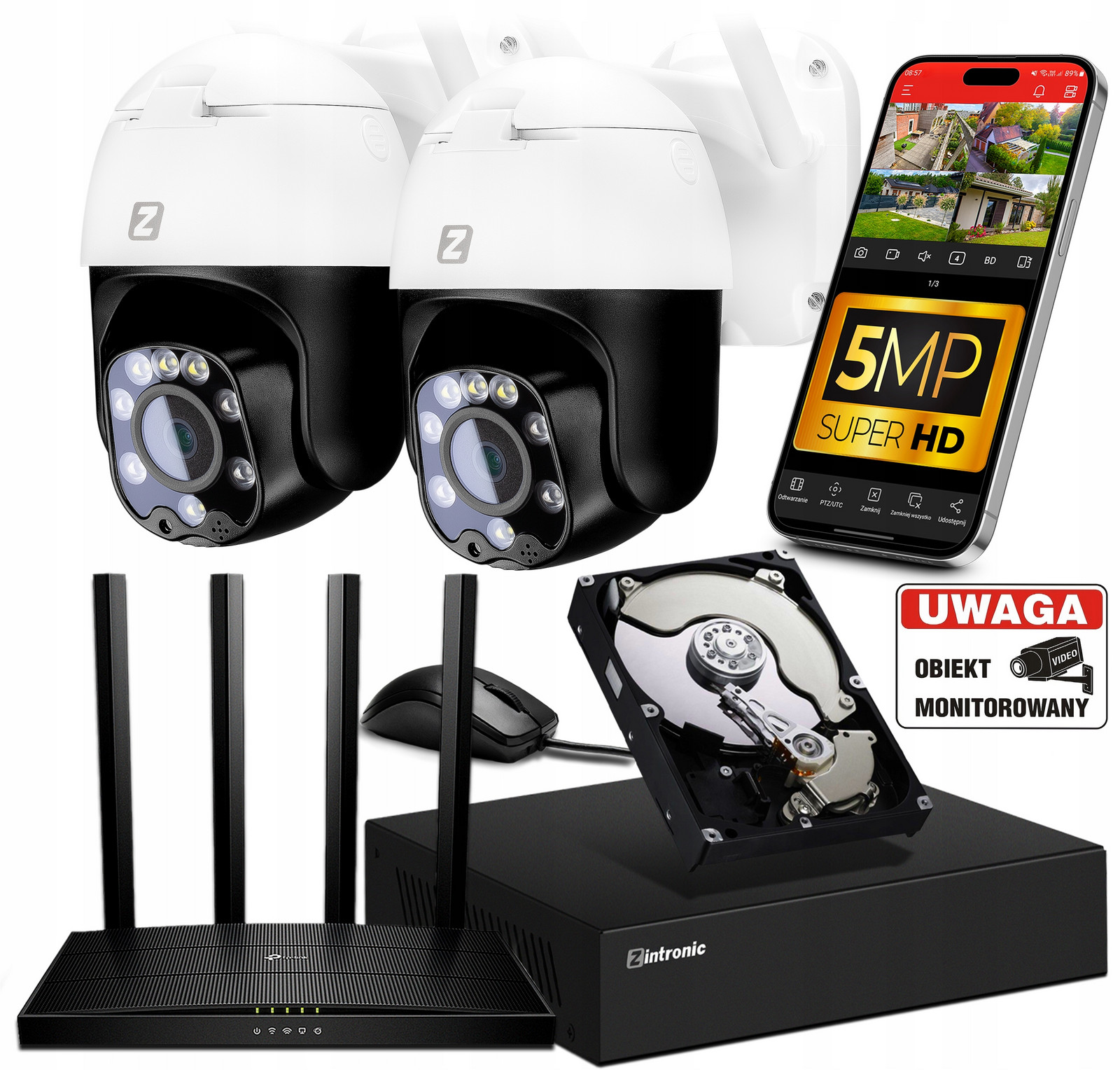 Sada pro Monitorování 2 Wifi Ip kamer 3X Zoom 5MPx 2K