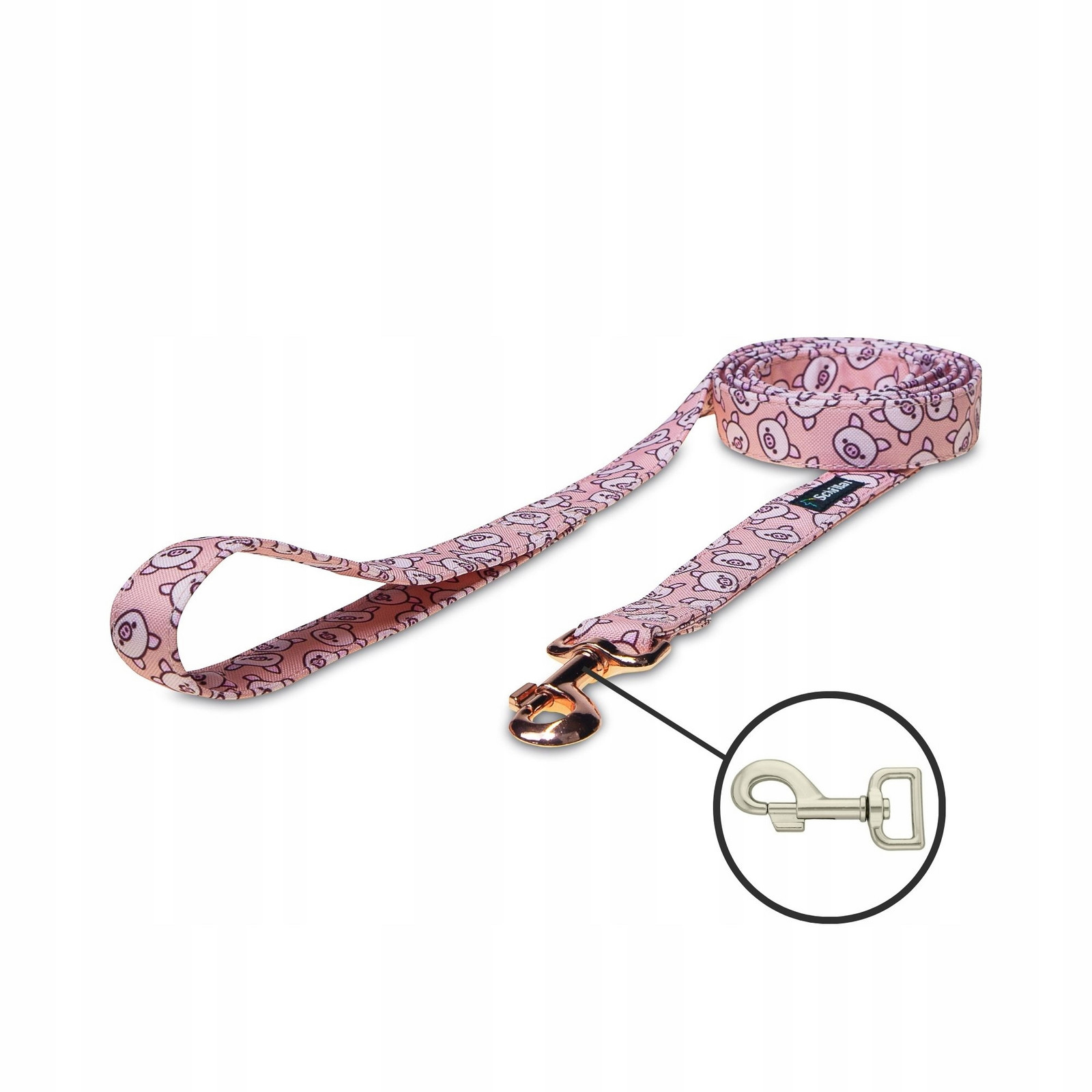 Vodítko městské pro velkého středního psa prasátka růžové 150cm 25mm L XL