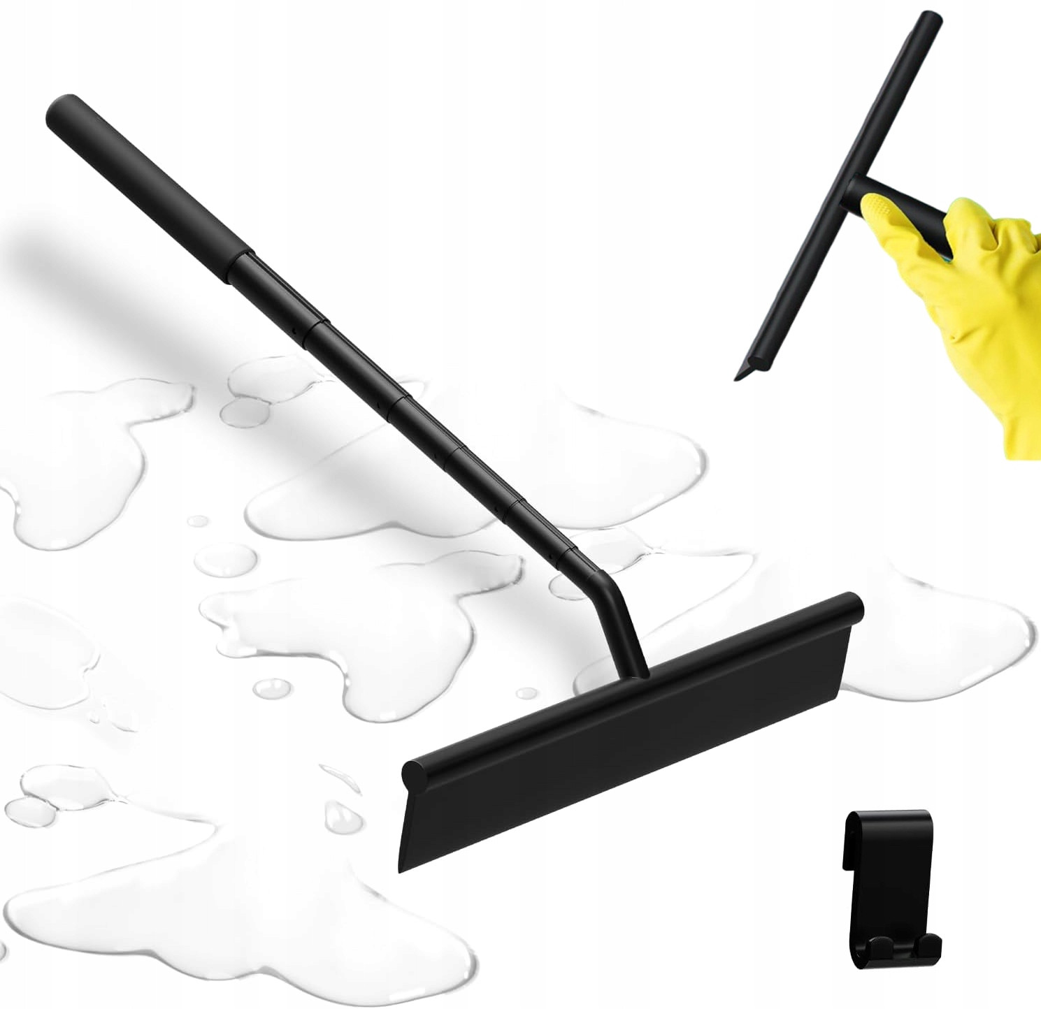 Stěrka na vodu ze skel 97cm na okna kabin zrcadel Černá s háčkem