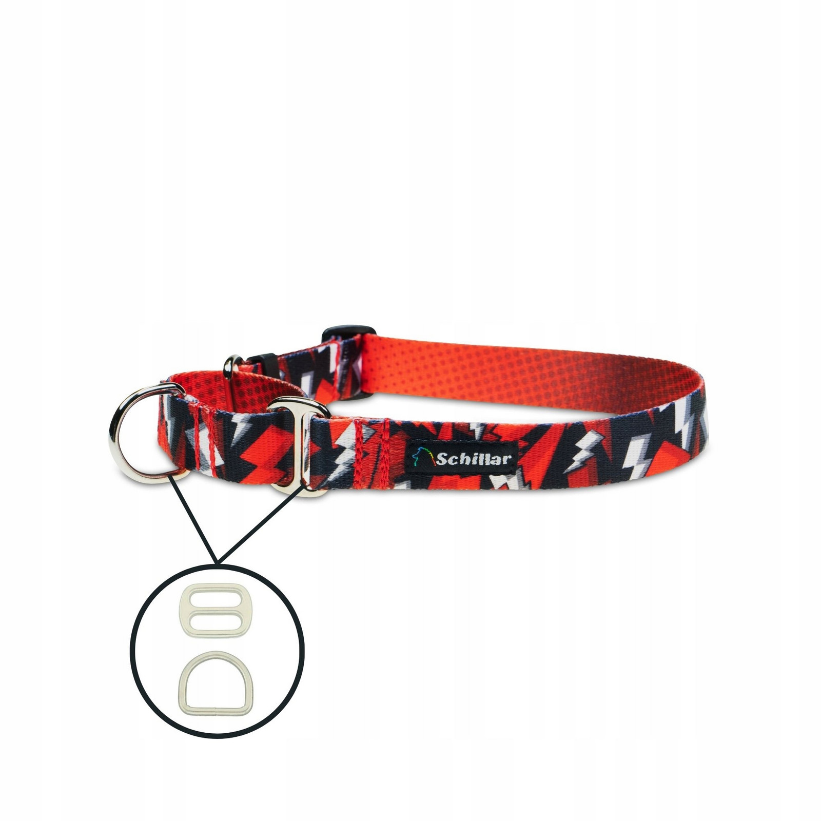 Obojek martingale pro velkého psa červený revolution blesky L XL 40-60cm