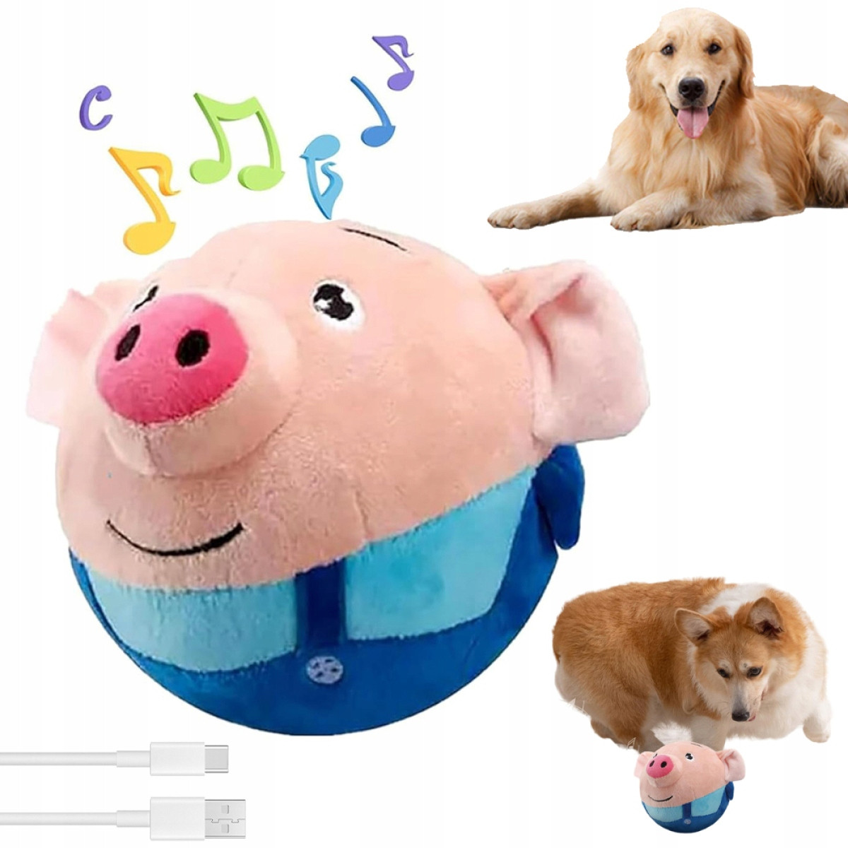 Plyšové Skákací Prasátko Aktivní Hračka Pro Zvířata S Hudbou