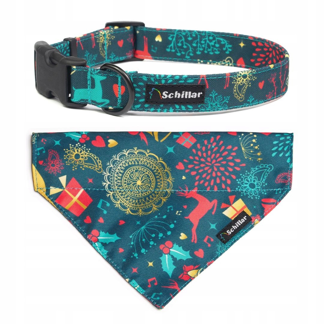 Vánoční sada pro psa obojek nákrčník christmas greenery L 40-60cm