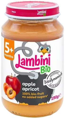 LAMBINI BIO Demeter příkrm jablko a meruňka 190 g