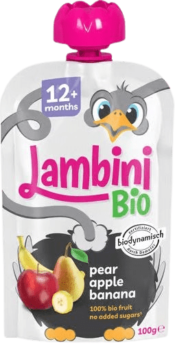 LAMBINI BIO Demeter kapsička hruška, jablko a banán 100 g