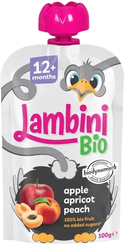 LAMBINI BIO Demeter kapsička jablko, meruňka a broskev 100 g