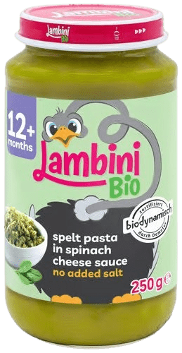 LAMBINI BIO Demeter příkrm špaldové těstoviny se špenátovo-sýrovou omáčkou 250 g