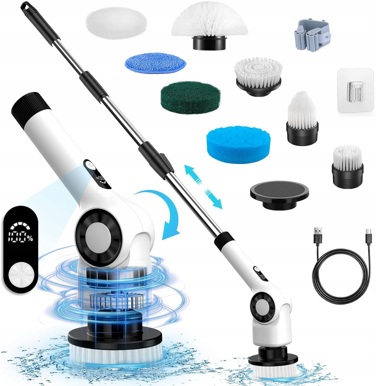 Elektrický Bezdrátový Kartáč Pro Úklid Čištění Rotační 9V1