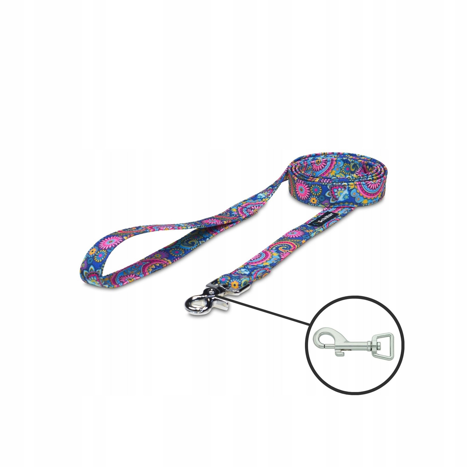 Vodítko městské pro malého středního psa modré paisley 200cm 20mm S M