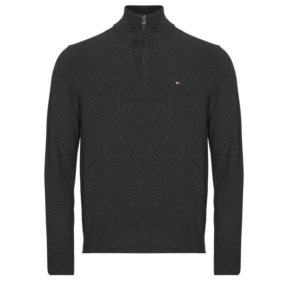 Tommy Hilfiger  PIMA ORG CTN CASHMERE ZIP MOCK  Šedá