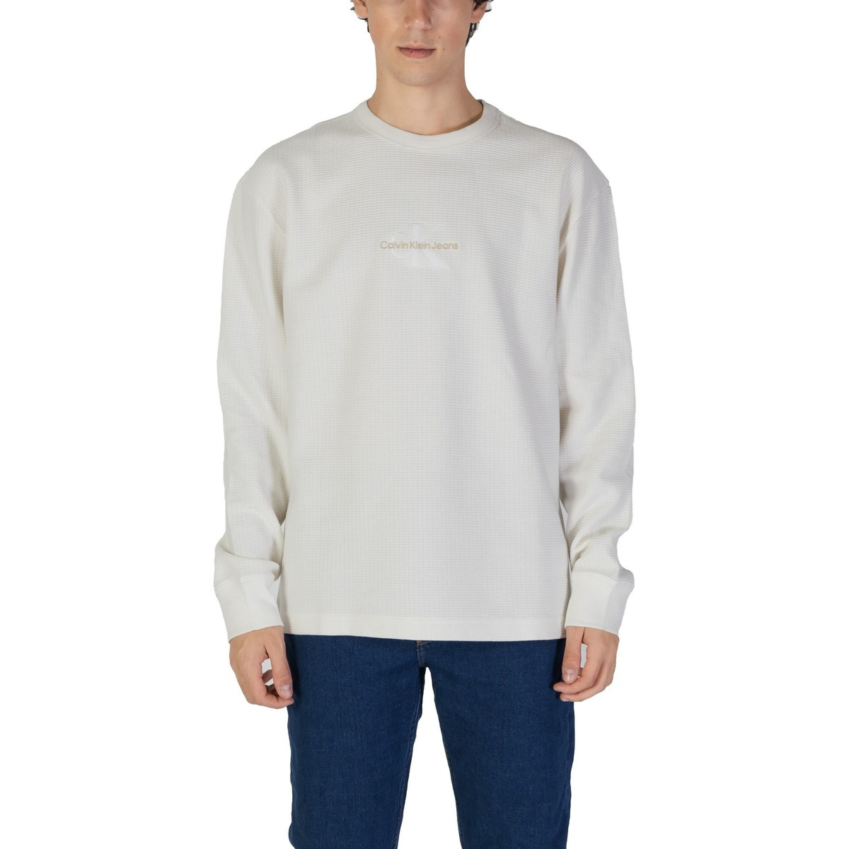 Calvin Klein Jeans  CITY GRID LS TEE J30J325647  Bílá