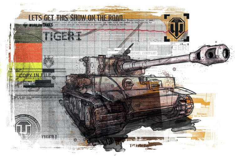 WOT Ilustrace World of Tanks - Tiger, WOT, 40 × 26.7 cm