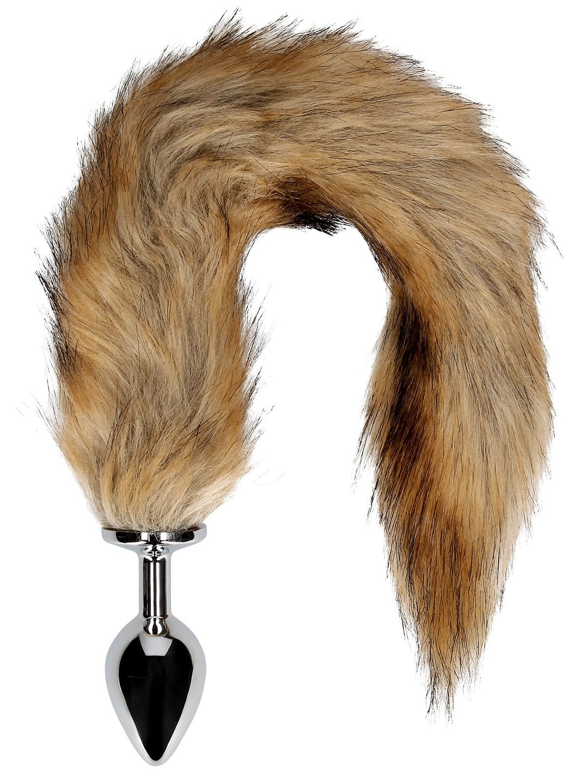 SHOTS Kovový anální kolík s liščím ocáskem - SHOTS (hnědý)