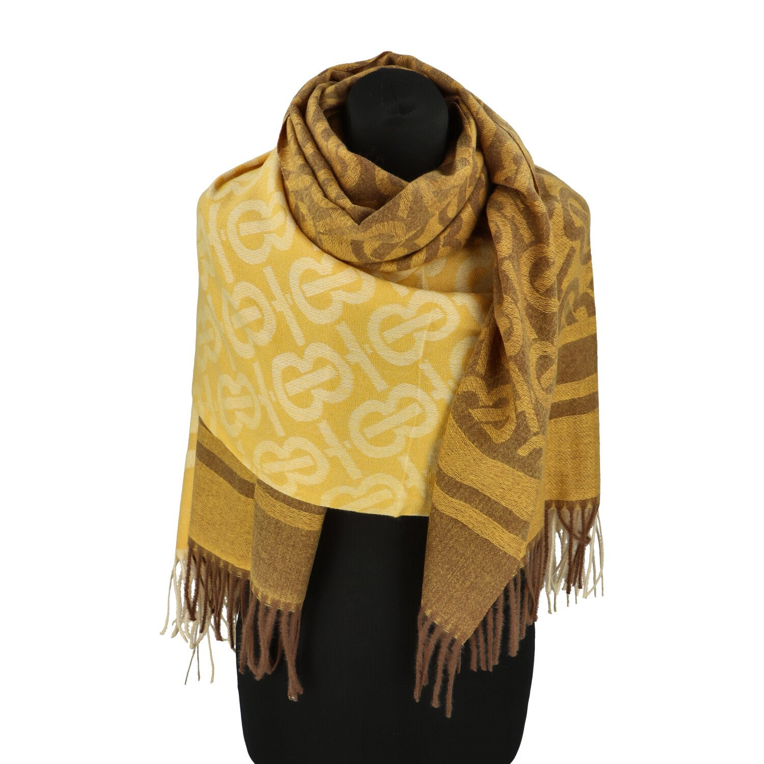 Moderní dámská šála se vzorem Donika, žlutá