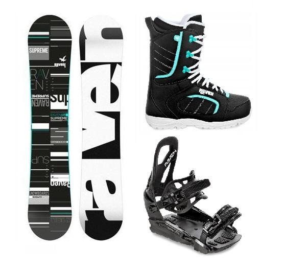 Raven Supreme black/mint snowboard + Raven S230 Black vázání + Raven Diva black/mint boty