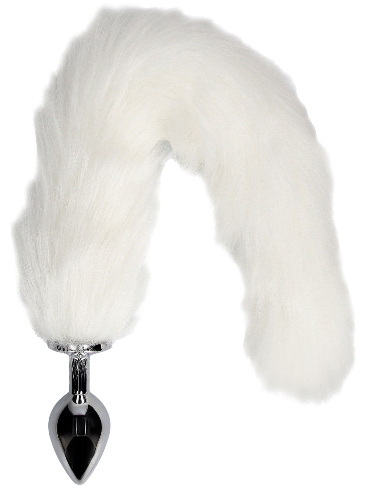 SHOTS Kovový anální kolík s liščím ocáskem - SHOTS (bílý)
