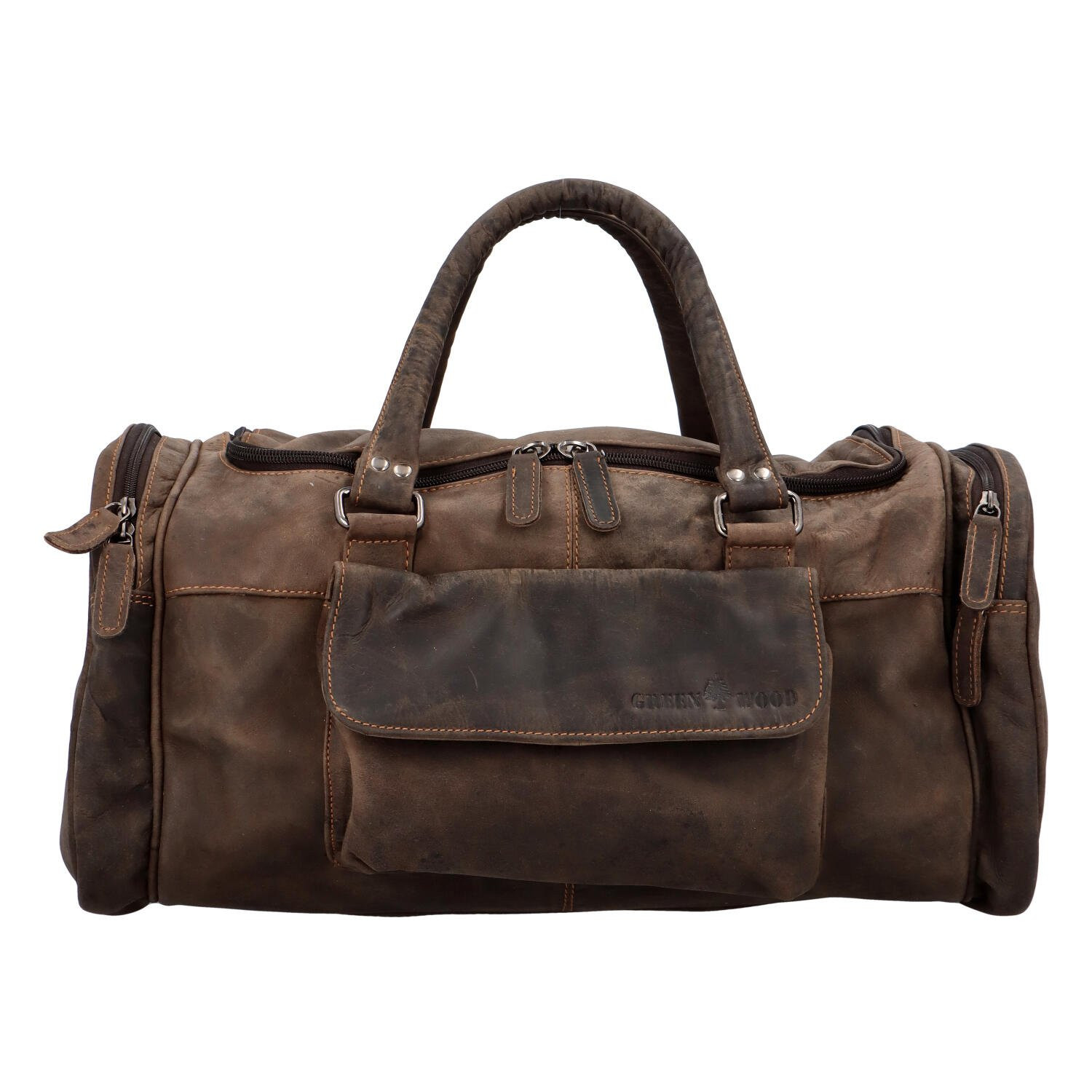 Prostorná cestovní kožená taška GW Adam, khaki