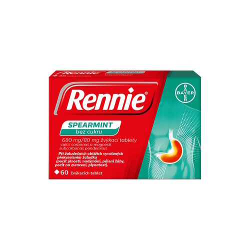 RENNIE SPEARMINT BEZ CUKRU 680MG/80MG žvýkací tableta 60