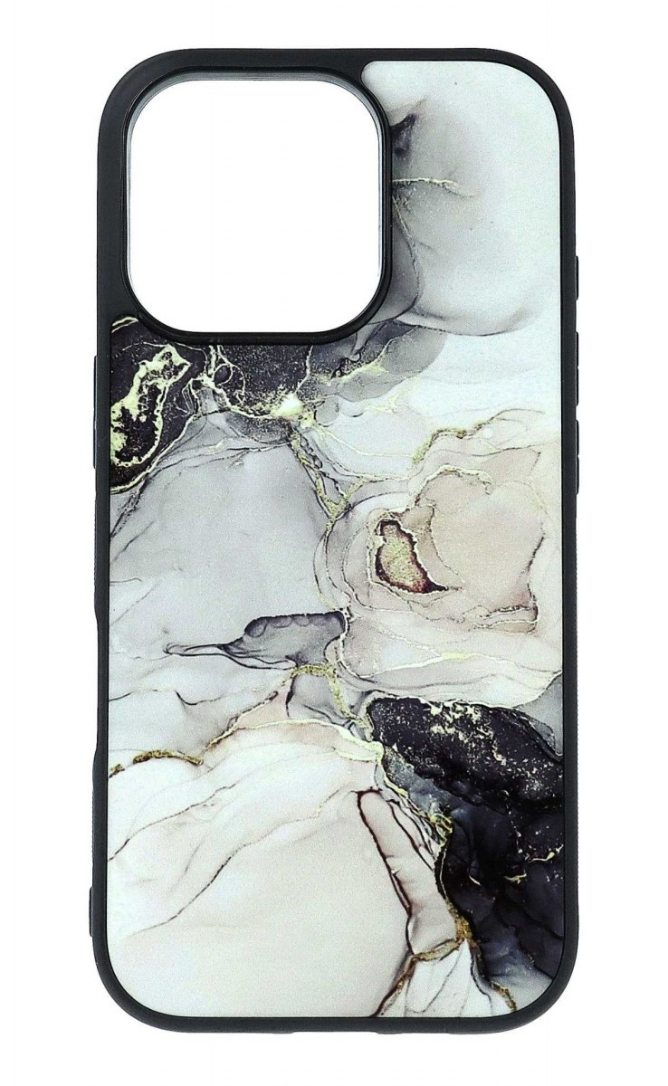 Kryt TopQ Marble iPhone 16 Pro pevný Smoky Cream 132166