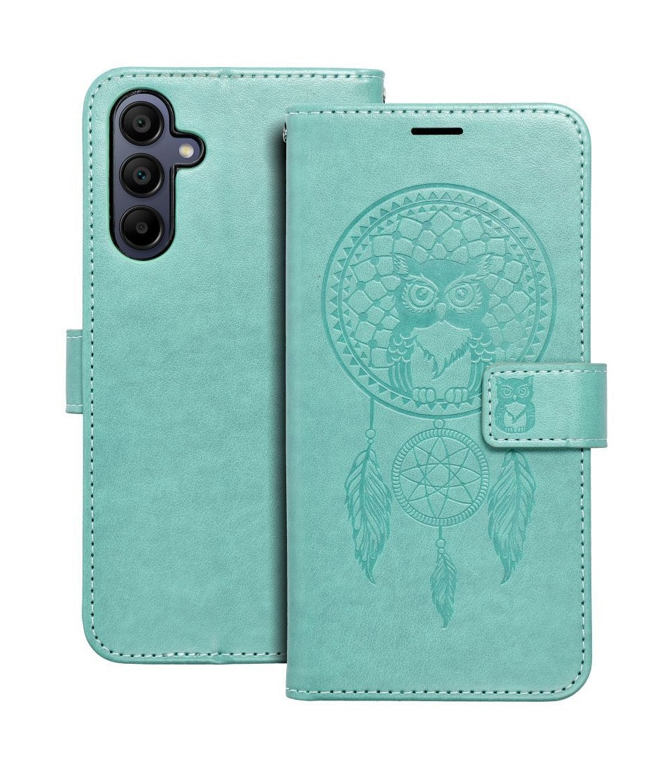 Pouzdro TopQ Samsung A16 knížkové Lapač se sovičkou zelené 131969