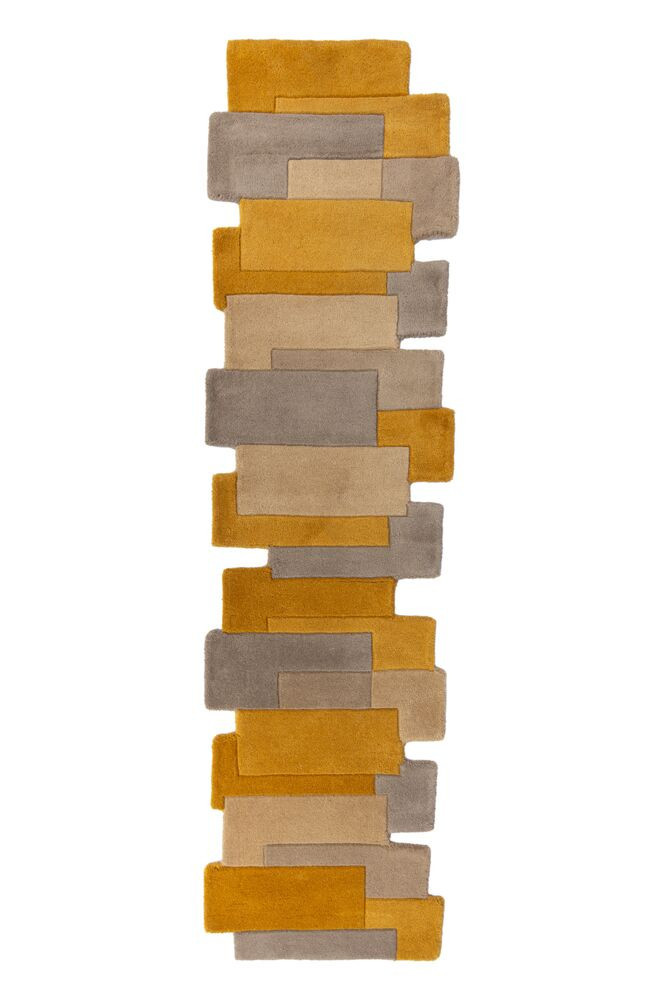 Běhoun Abstract Collage Ochre/Natural - 60x230 cm Flair Rugs koberce