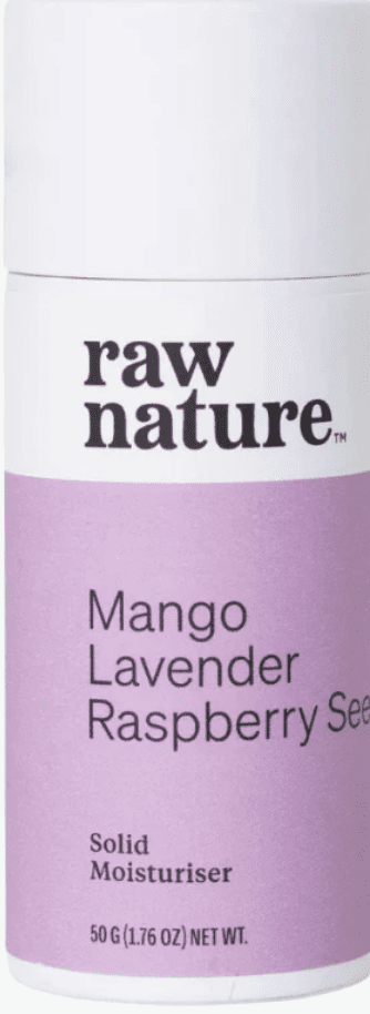 Raw Nature Solid Moisturiser, tuhý hydratační krém, mango, levandule, malinová semínka, 50 g