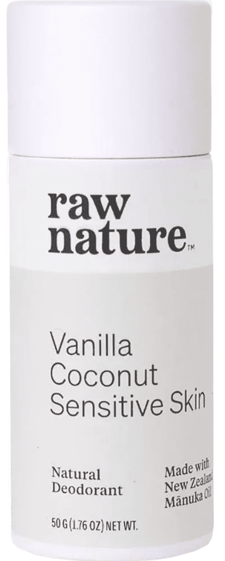 Raw Nature Natural Deodorant, přírodní deodorant, vanilka, kokos, pro citlivou pokožku, 50 g