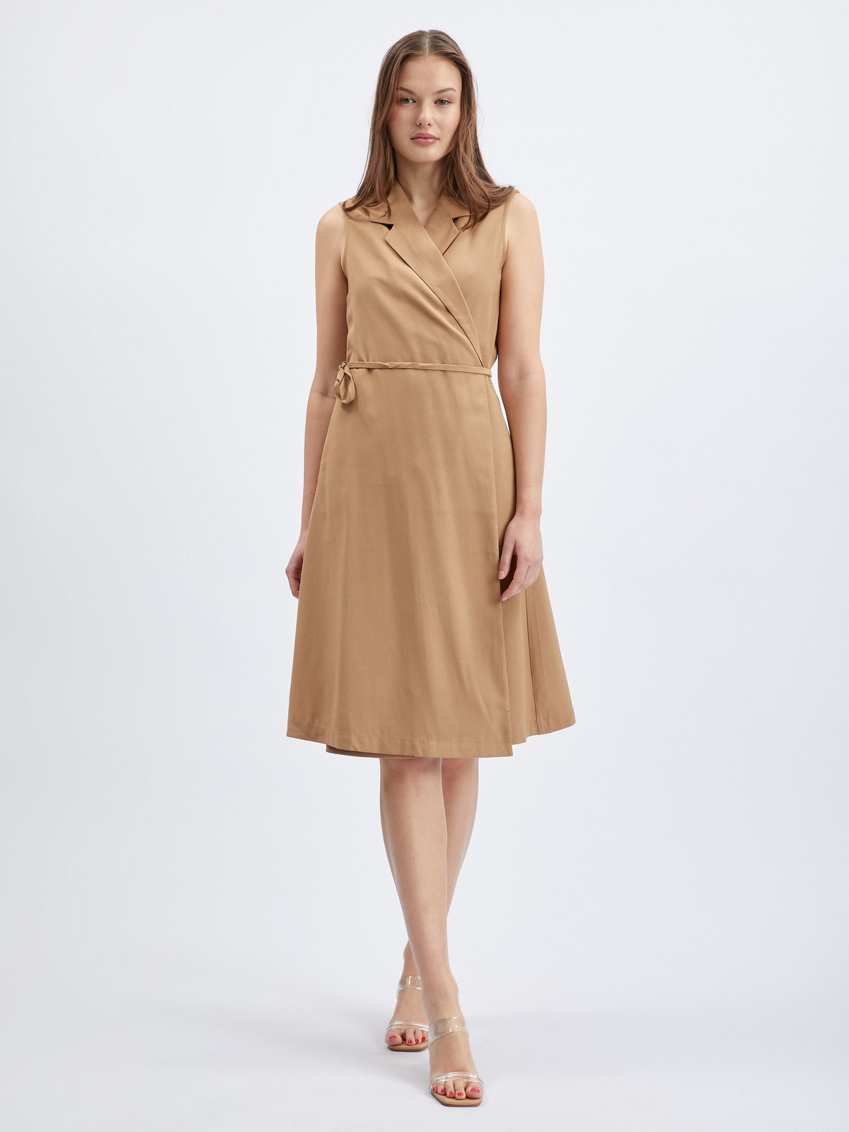 Světle hnědé dámské zavinovací šaty ORSAY