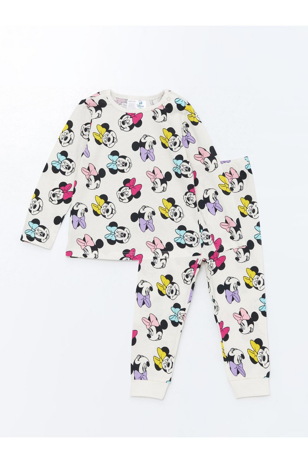 LC Waikiki Crew Neck Long Sleeve Minnie Mouse Printed Baby Girl Pajama Set