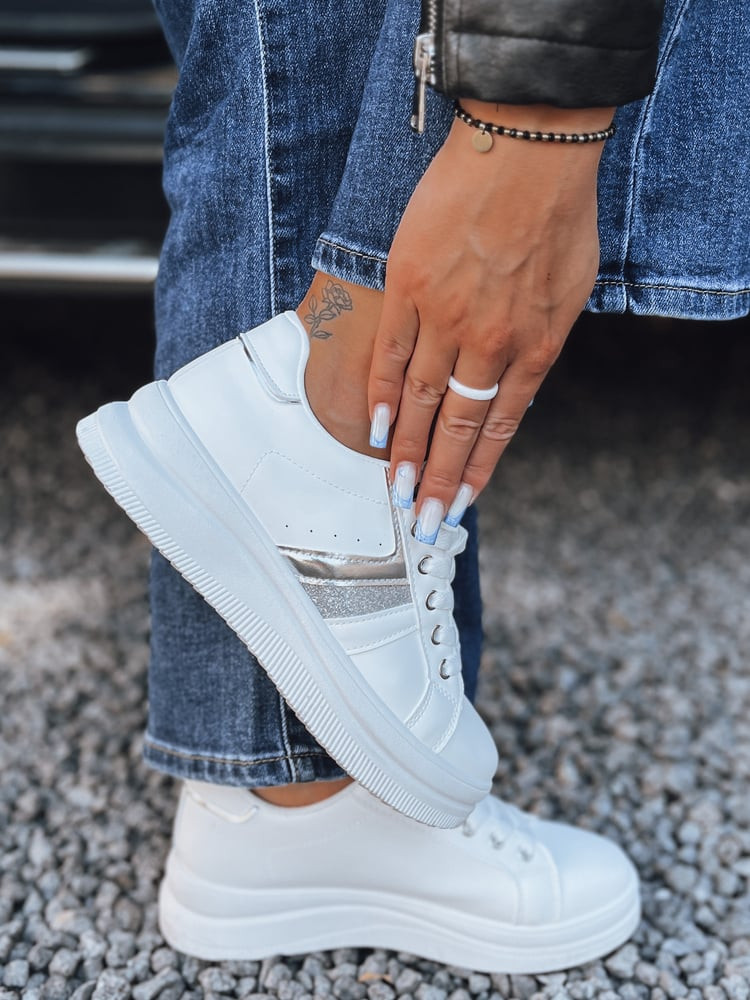 Sneakersy damskie SNEAKFLIK  srebrne Dstreet