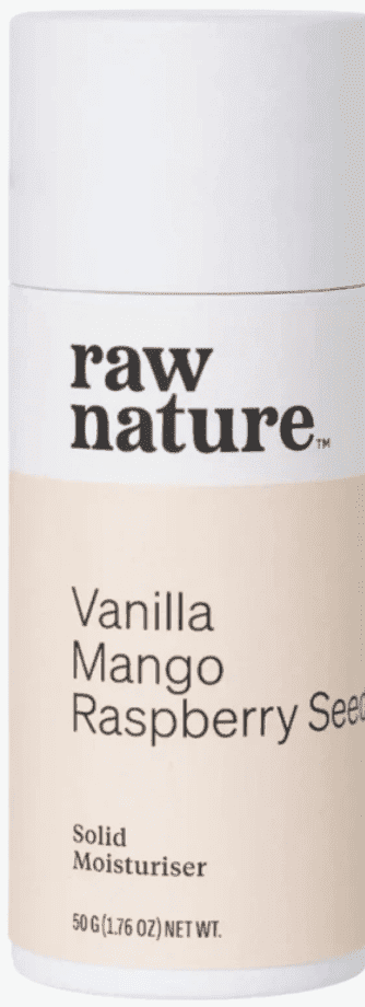 Raw Nature Solid Moisturiser, tuhý hydratační krém, vanilka, mango, malinová semínka, 50 g