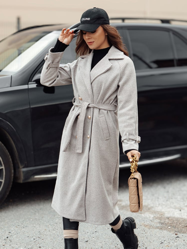 Płaszcz damski oversize CAMELLYN długi jasnobrązowy Dstreet