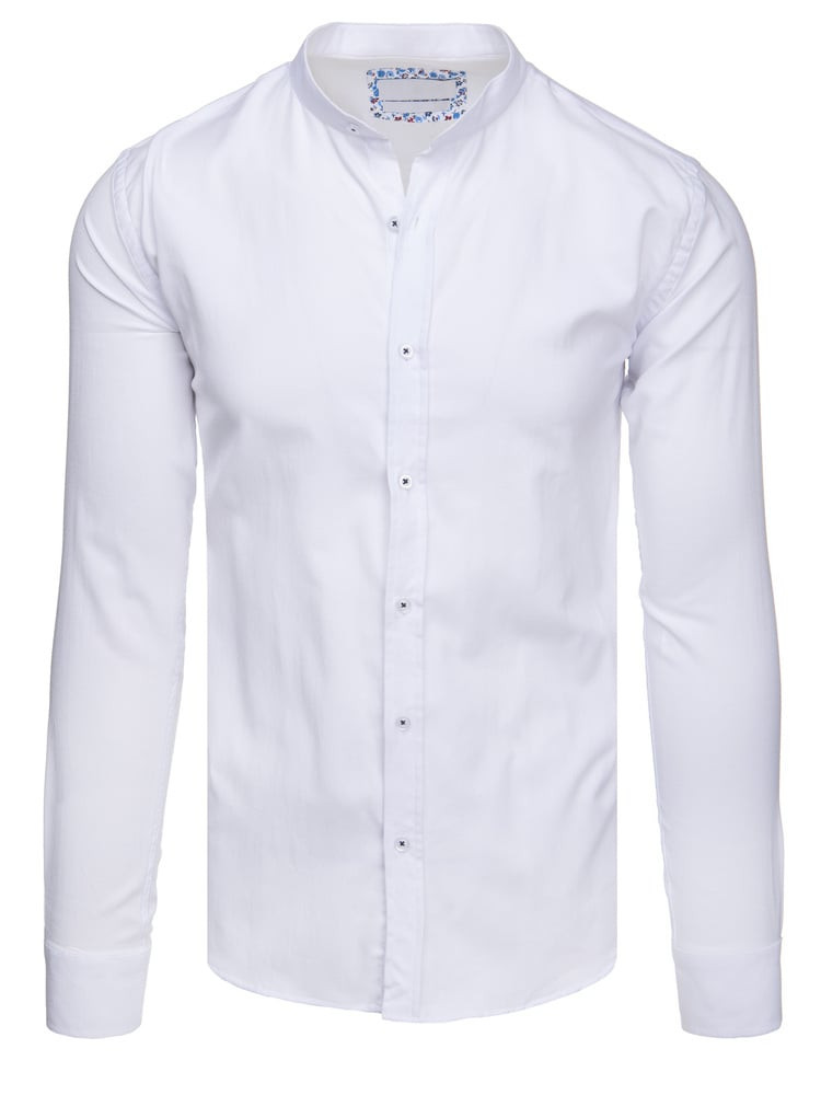 Koszula męska casualowa biała z stójką Dstreet