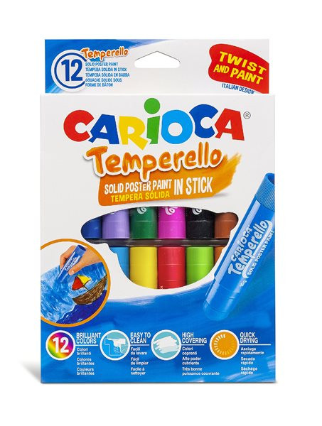 Temperové barvy v tyčince Carioca 12 ks