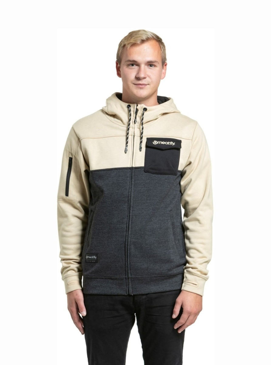Pánská technická mikina meatfly josh béžová/šedá m