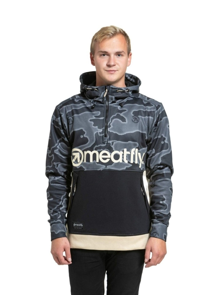 Pánská technická mikina meatfly tason černá/šedá s